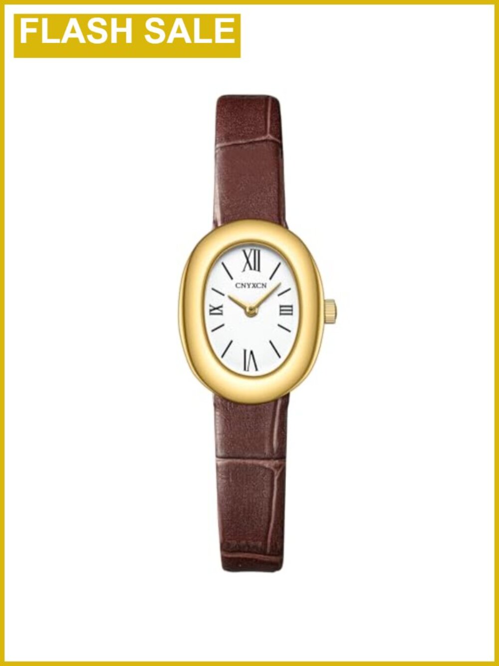 Elegant Oval Bangle Bracelet Watch Gold Tone Quartz Water Resistant Gift